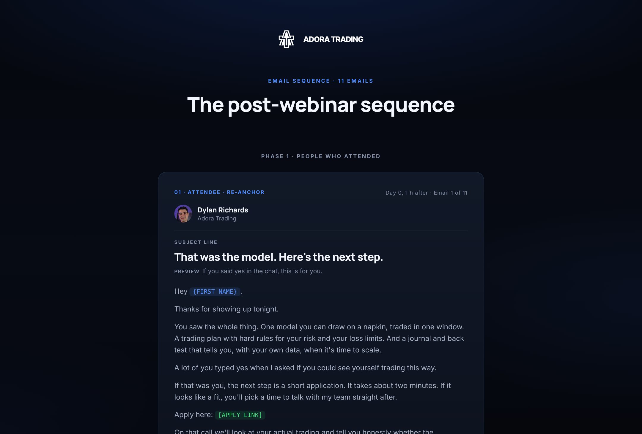 Post-webinar sequence preview