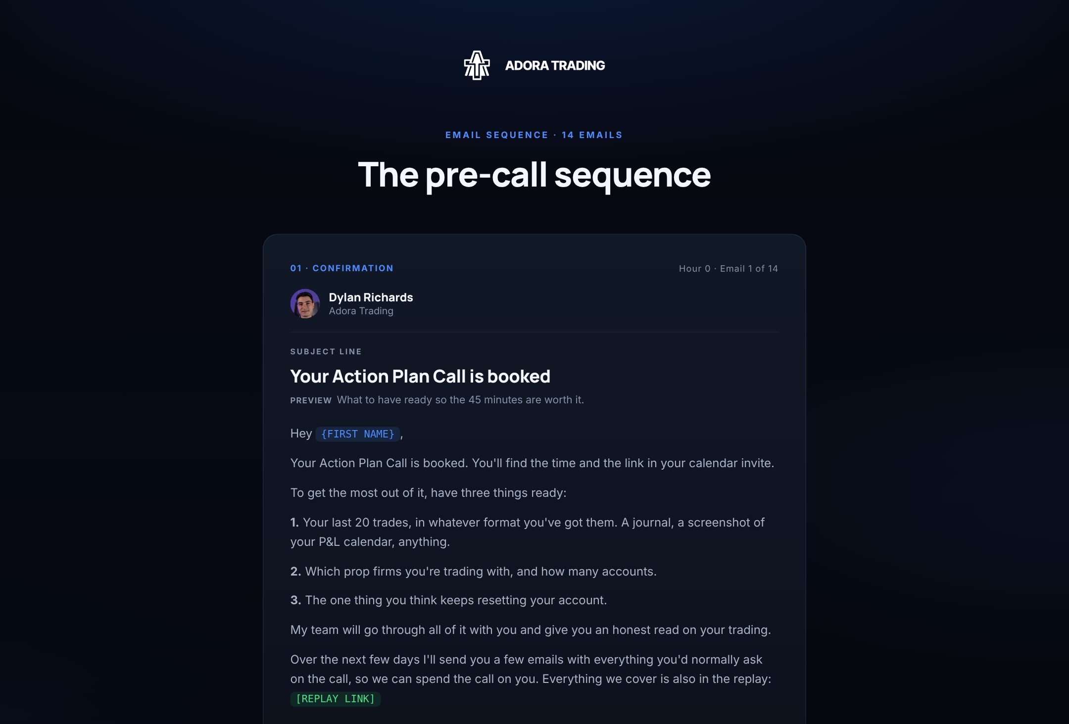 Pre-call sequence preview